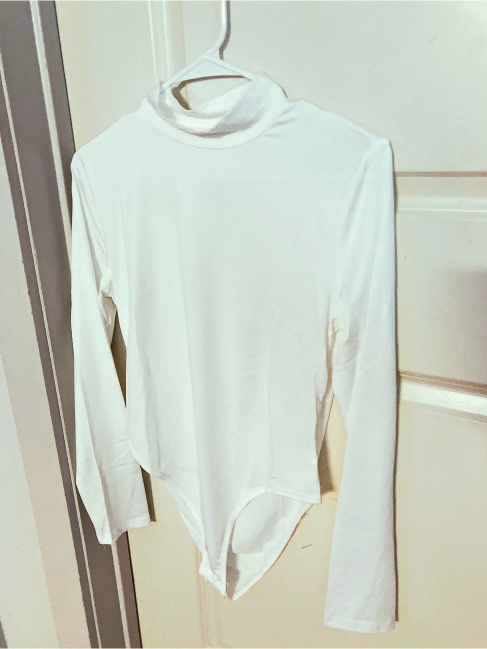 White Long Sleeve Turtleneck Bodysuit